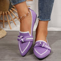 Knitted Mesh Bow-Tie Pointed-Toe Flat Womens Shoes
