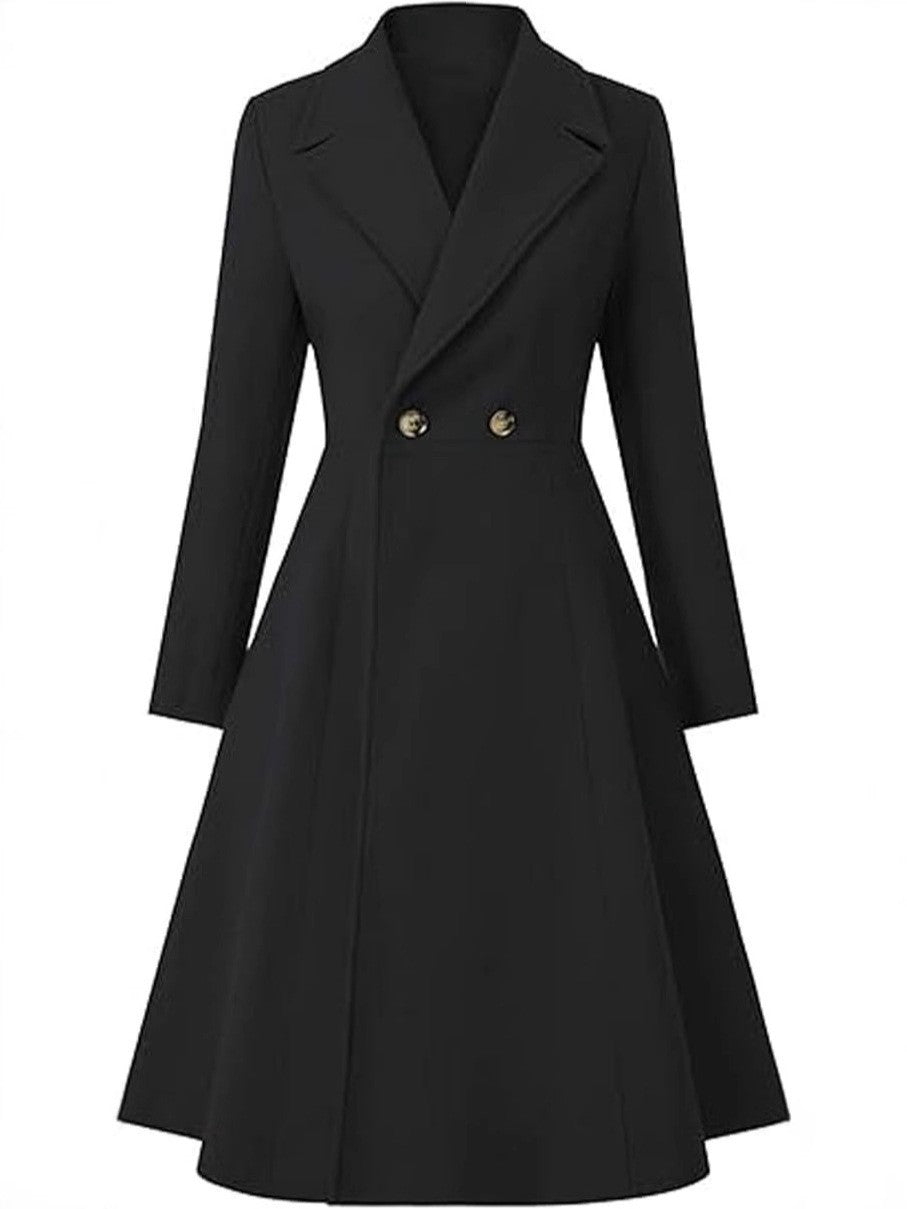 Women's Long Lapel Double Breasted Trench Coat