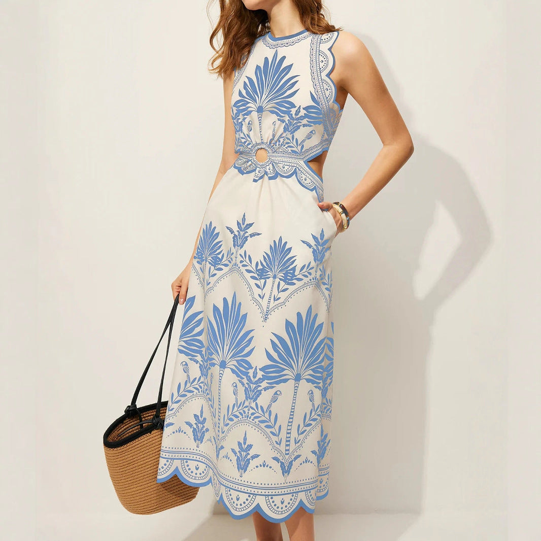 Womens Fashionable Printed Loose Beach Dress